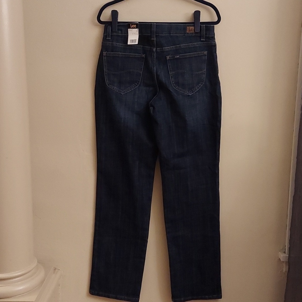 LEE Relaxed Fit Straight Leg Mid Rise Dark Wash Jeans 10L NWT - Picture 12 of 14